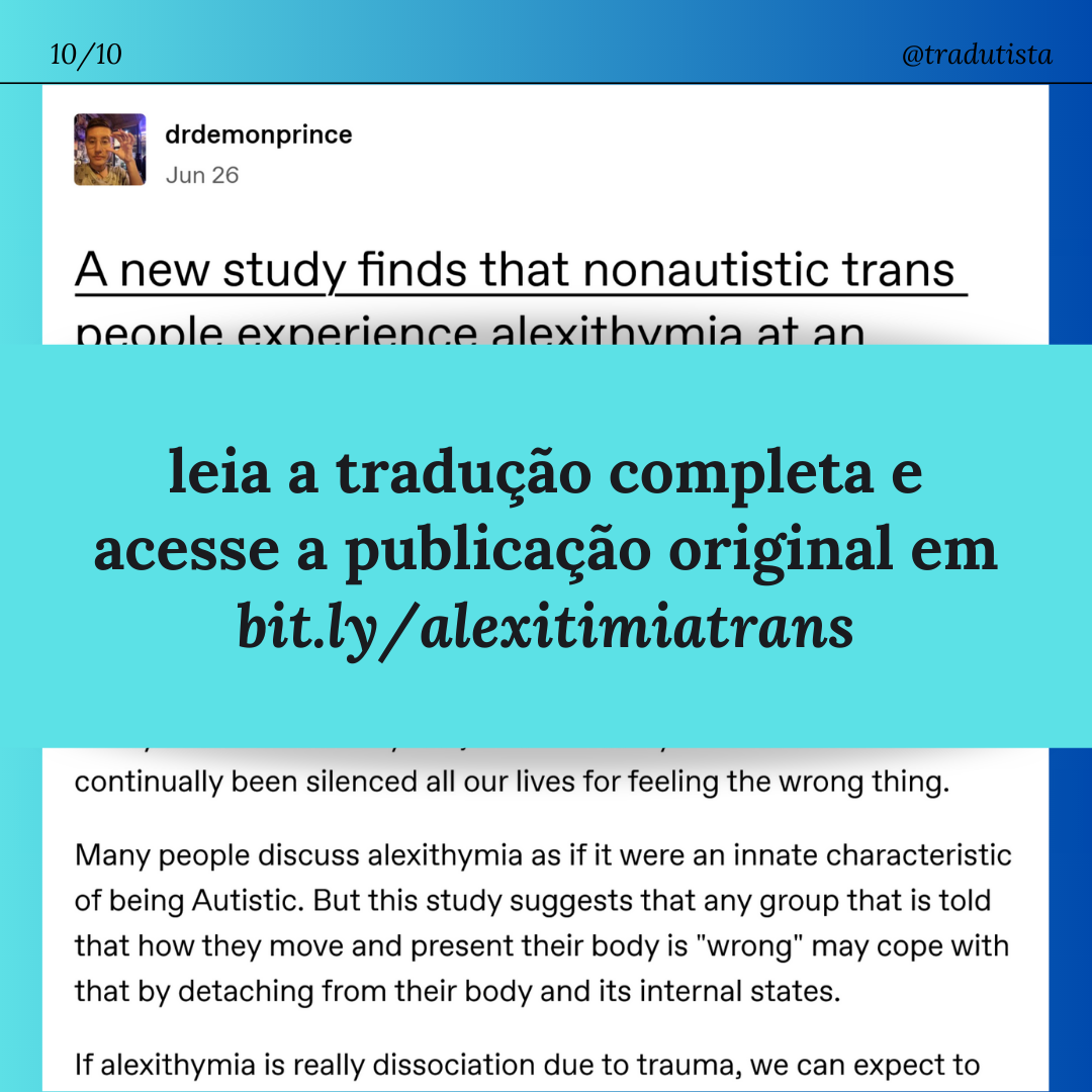 um retângulo azul-claro diz 'leia a tradução completa e acesse a publicação original em bit.ly/alexitimiatrans' sobre uma captura de tela da postagem original no Tumblr